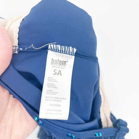 Balera Blue Floral Lace Rhinestone Lyrical Dance Costume Dress Leotard Size SA - Picture 7 of 8